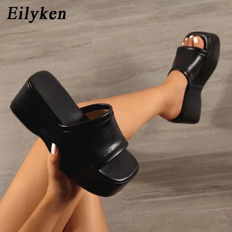 Fashion Eilyken Summer Fashion High Wedges Platform Slippers Women Sandal Shoes Ladies Peep Toe Slip On Outdoor Beach Slides