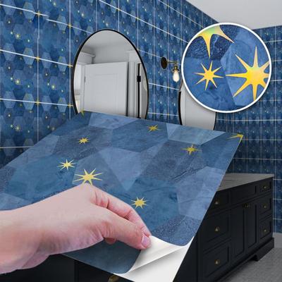 Pack of 10Pcs 3D Wallpaper Peel and Self-adhesive Wall Sticker Waterproof PVC Tile Sticker for DIY Kitchen Bathroom