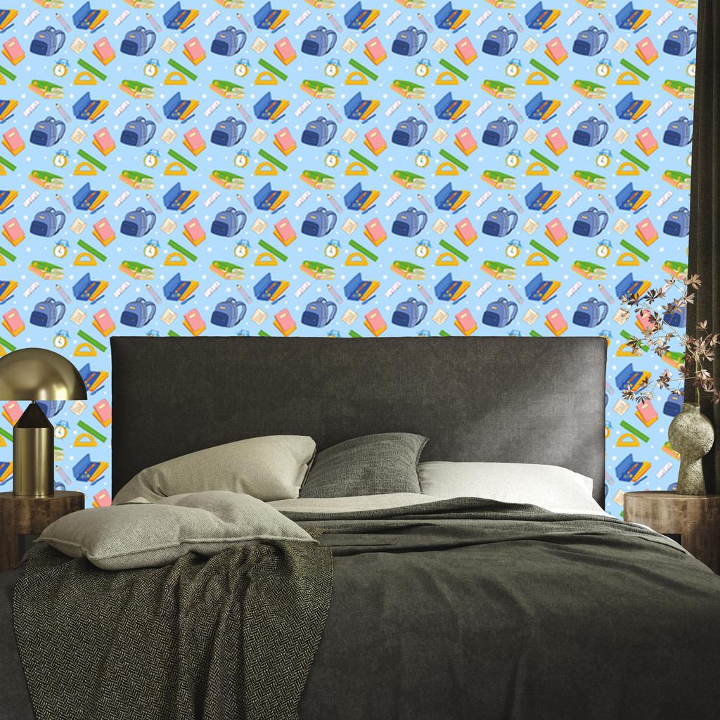 Back to School Wallpaper Azure and Blue for Living Room and Bedroom 50x1000