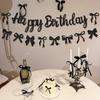 Black Bow Birthday Flag Banner Happy Birthday Party Decor Kids Adults Hanging Banner Photo Backdrop Wedding Baby Shower Supplies