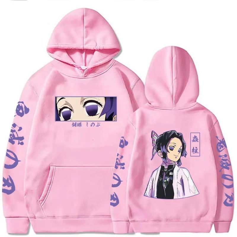 Anime Demon Slayer Kochou Shinobu Graphic Printed Hooded Men Women Hoodies Casual Loose Streetwear Harajuku Unisex Sweatshirt