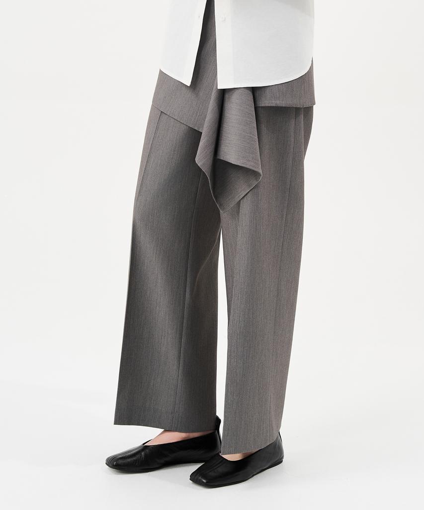 Laneonkyulleoseu Layered Wrap Skirt Pants Set_Melange Grey