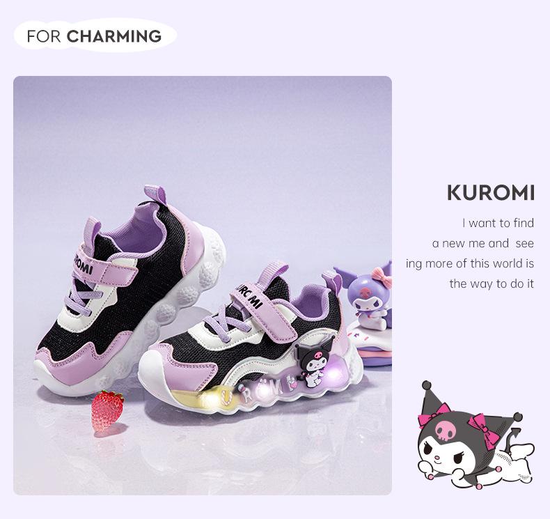 Kuromi Girls' Light-Up Toddler Sneakers – Cute Autumn 2025 Fashion Style