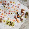 Fall Themed Nail Accessories Art Stickers for Halloween Thanksgiving Autumn Turkey Pumpkin Maple Wearable Manicure Leaf Sticker Embossed Waterproof