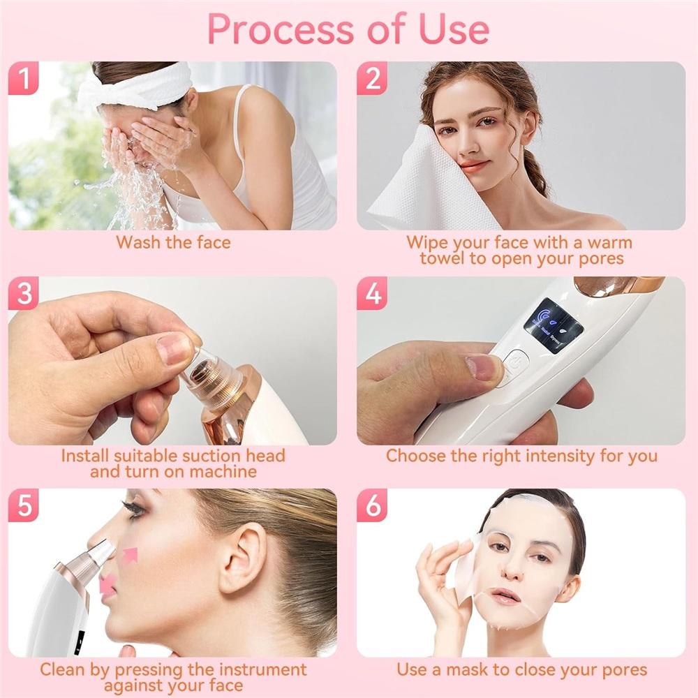 Electric Blackhead Vacuum Cleaner 4-Level Suction Modes Blackhead Removal Tool with Heating Mode