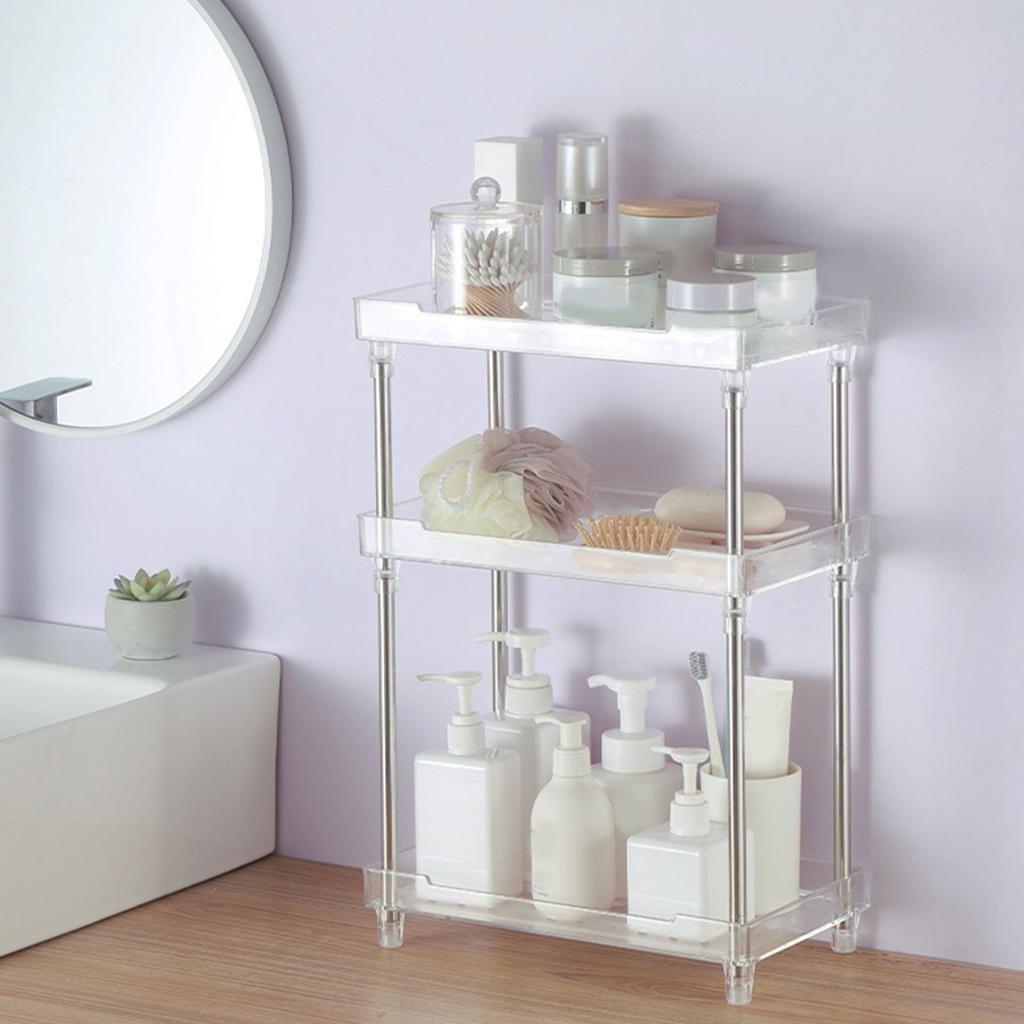 Make-up Organizer Gestell Abnehmbares Kosmetik-Aufbewahrungsregal mit durchsichtigem Acryl-Tablett für Toilettenartikel