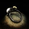 New Jewelry Original Design of Baroque Pearl Ring, Noble Craftsmanship  Two Colors of Flowers