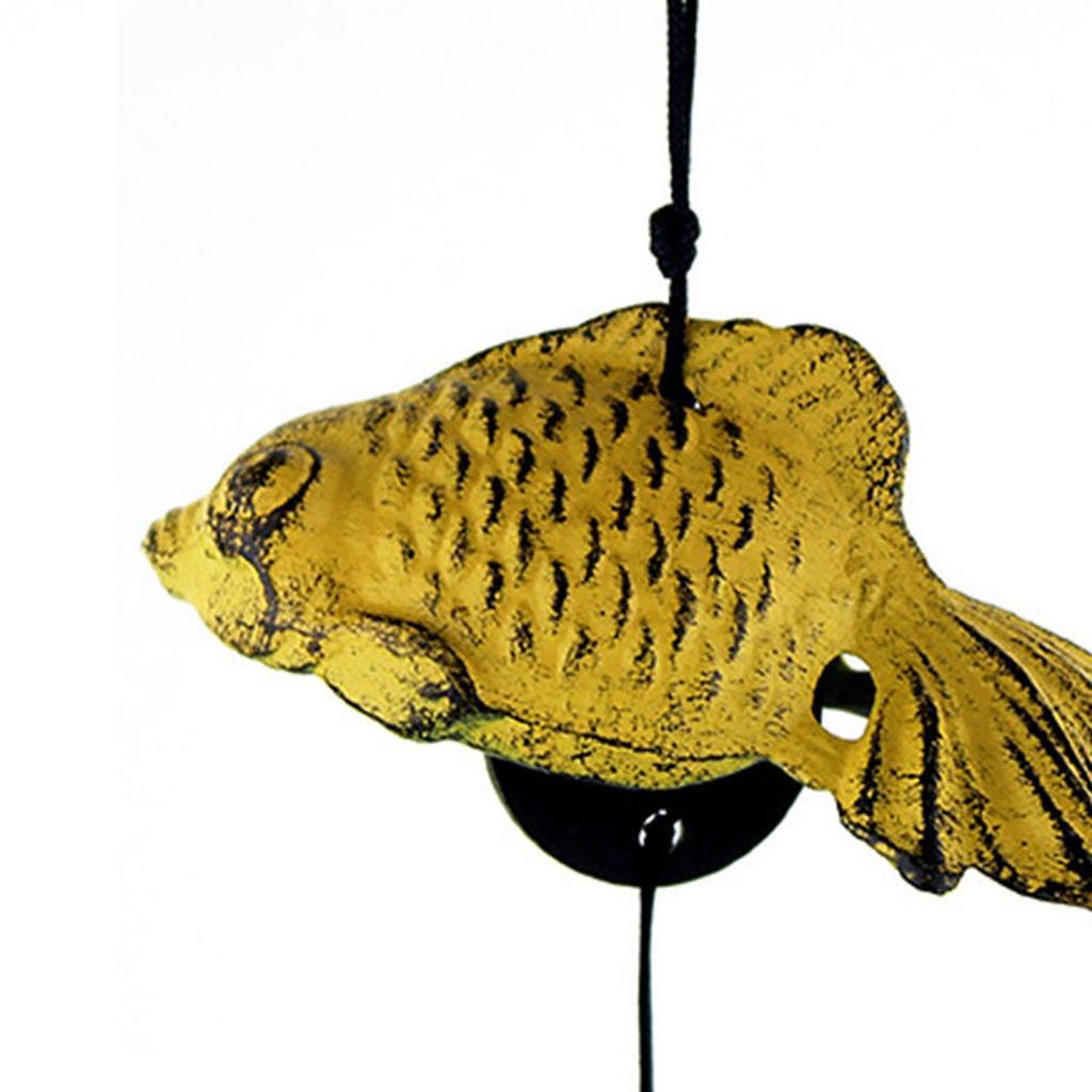 Cast Iron Wind Chime Goldfish Bless Bell Pendant Memorial Sympathy Small Wind Chime for Outside Balcony Patio Room Indoor