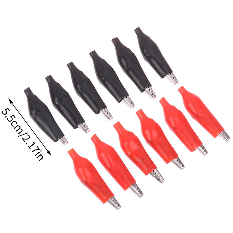 12Pcs 25/35/45Mm Metal Alligator Clip Crocodile Electrical Clamp Testing Probe Meter Black Red With Protective Insulation Cover