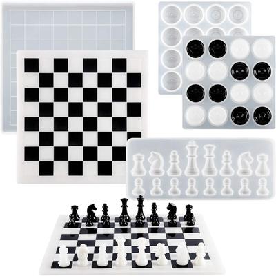 3 Pcs/set Silicone  3D  Chess  /  Chess  Molds  Set Portable Full Size Board Game Mold Diy Art