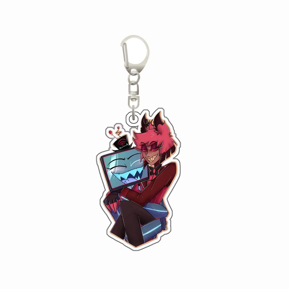 Chic Studio Unisex 6Cm Acrylic Keychain For Hazbin Hotel Alastor Vox Husk Niffty Keychain Backpack Pendant Exquisite Gift Anime Peripherals