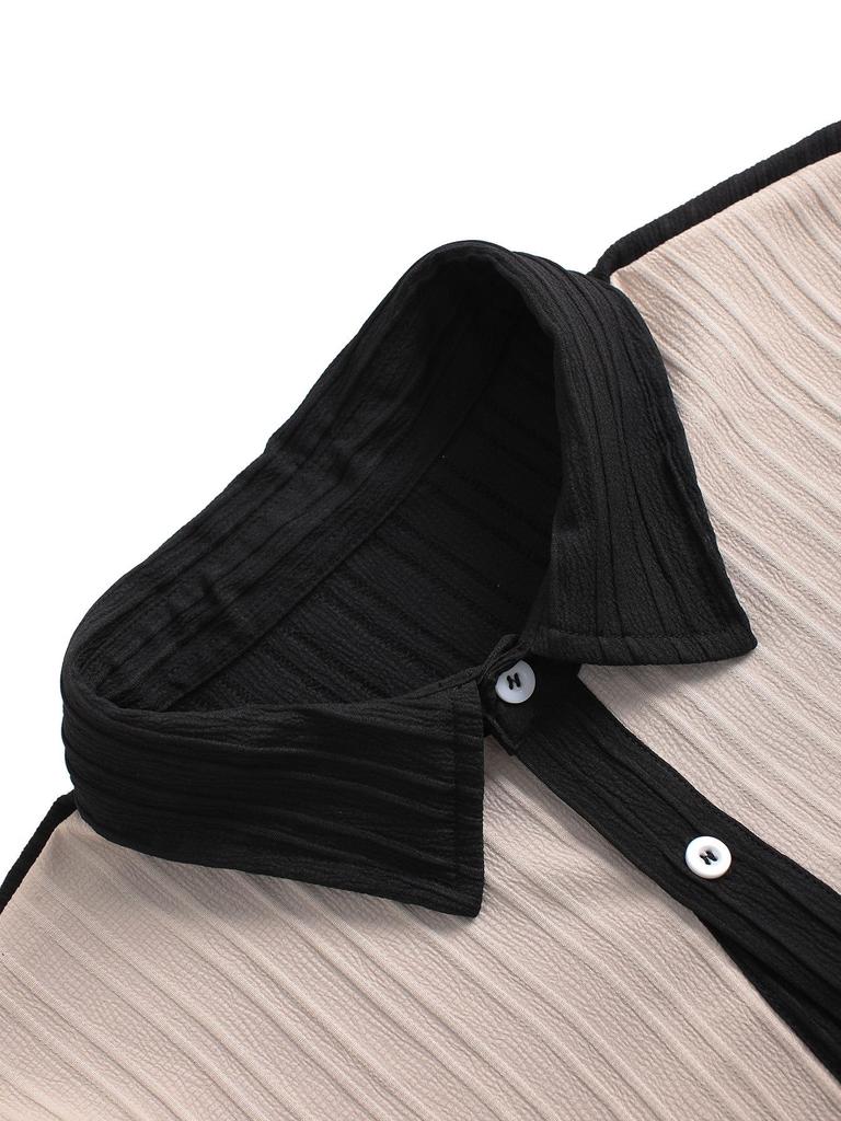 Men's 2024 Spring/Summer Color Block Waffle Corduroy Two-Piece Set