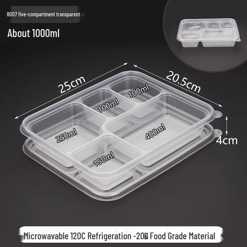 Handun 5-Compartment Disposable Food Containers