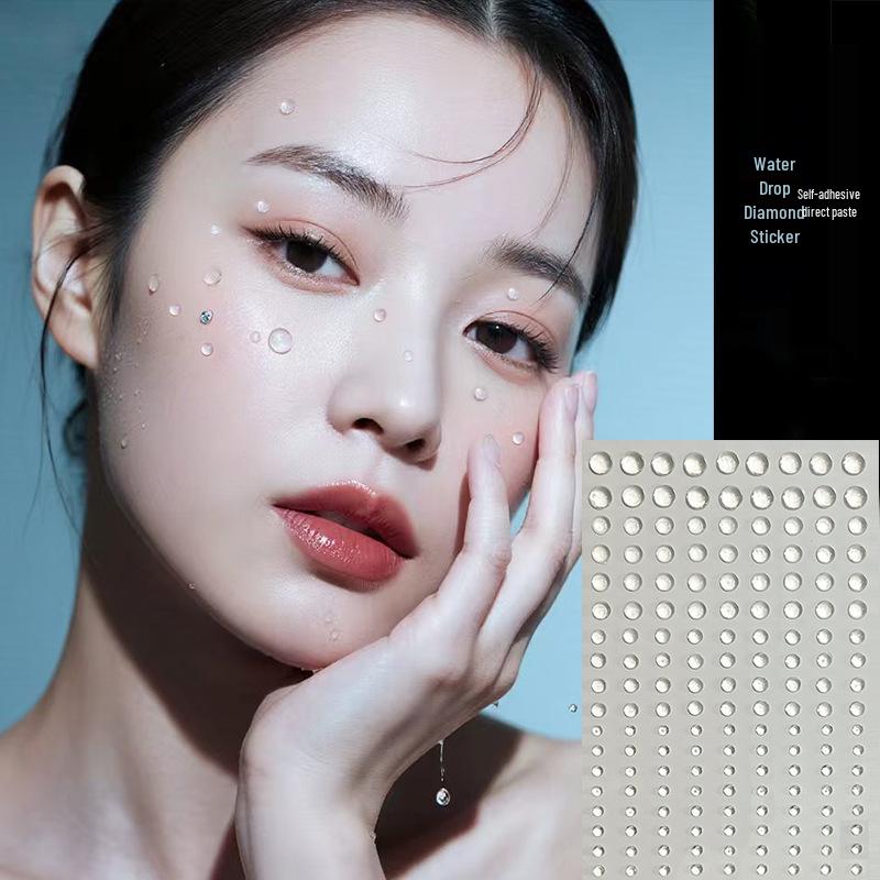 Blue Star Diamond Face Stickers: Adhesive Rhinestone Designs for Tear Eye Makeup, Perfect for Music Festivals.