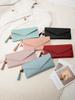 Simple and stylish three fold women's wallet PU leather large capacity long wallet tassel pendant solid color wallet card bag
