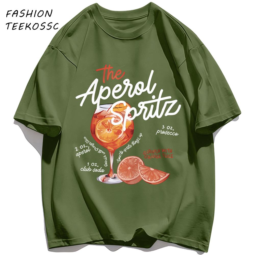 Orange Slice Red Wine Goblet Print TShirts Men Colour ONeck T Shirt Cotton Oversized Top Unisex AllMatch Casual Streetwear