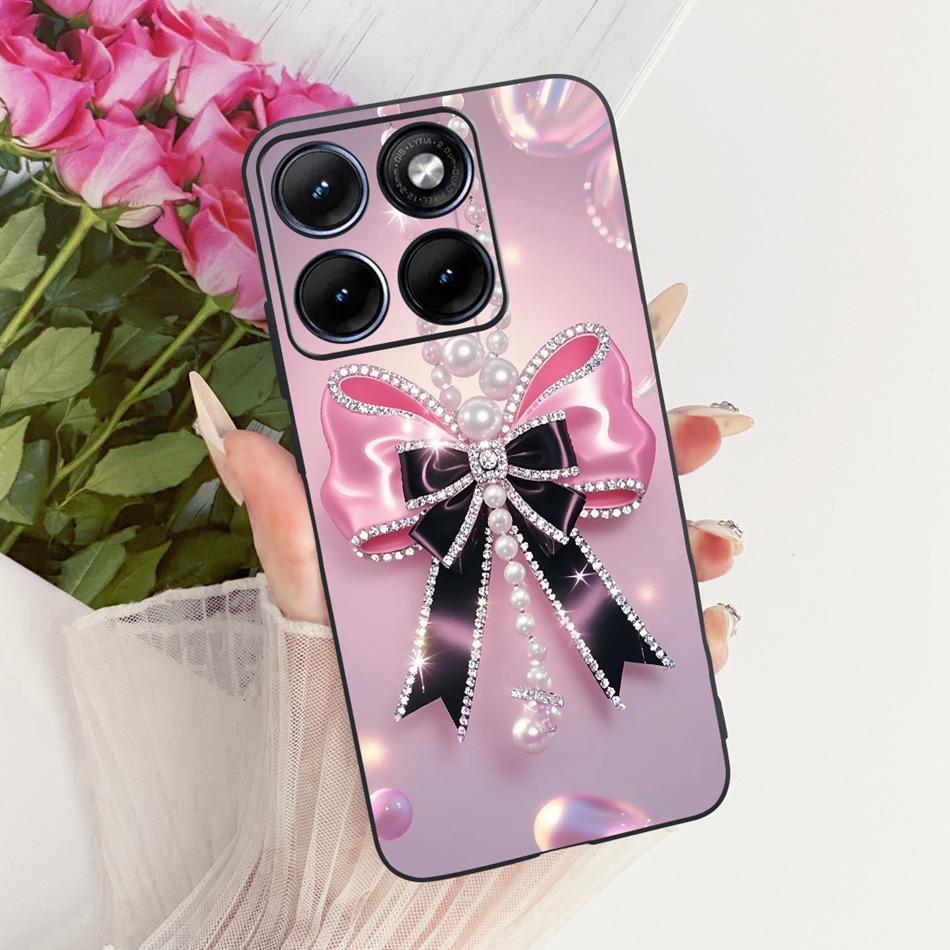 Für Motorola Edge 70 Fusion Niedliche Blume Schmetterling Katze Bemalte Hülle Für Motorola Edge70 Fusion 5G Schwarzes Silikon Weiche Handyhüllen
