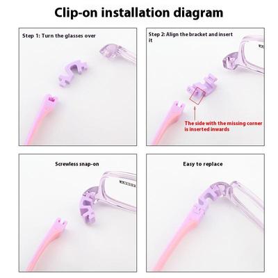 Children's Silicone Glasses Legs Glasses Arm Anti-Slip Snap-on Eyeglasses Arm Replacement Multiple Color Silicone Glasses Legs