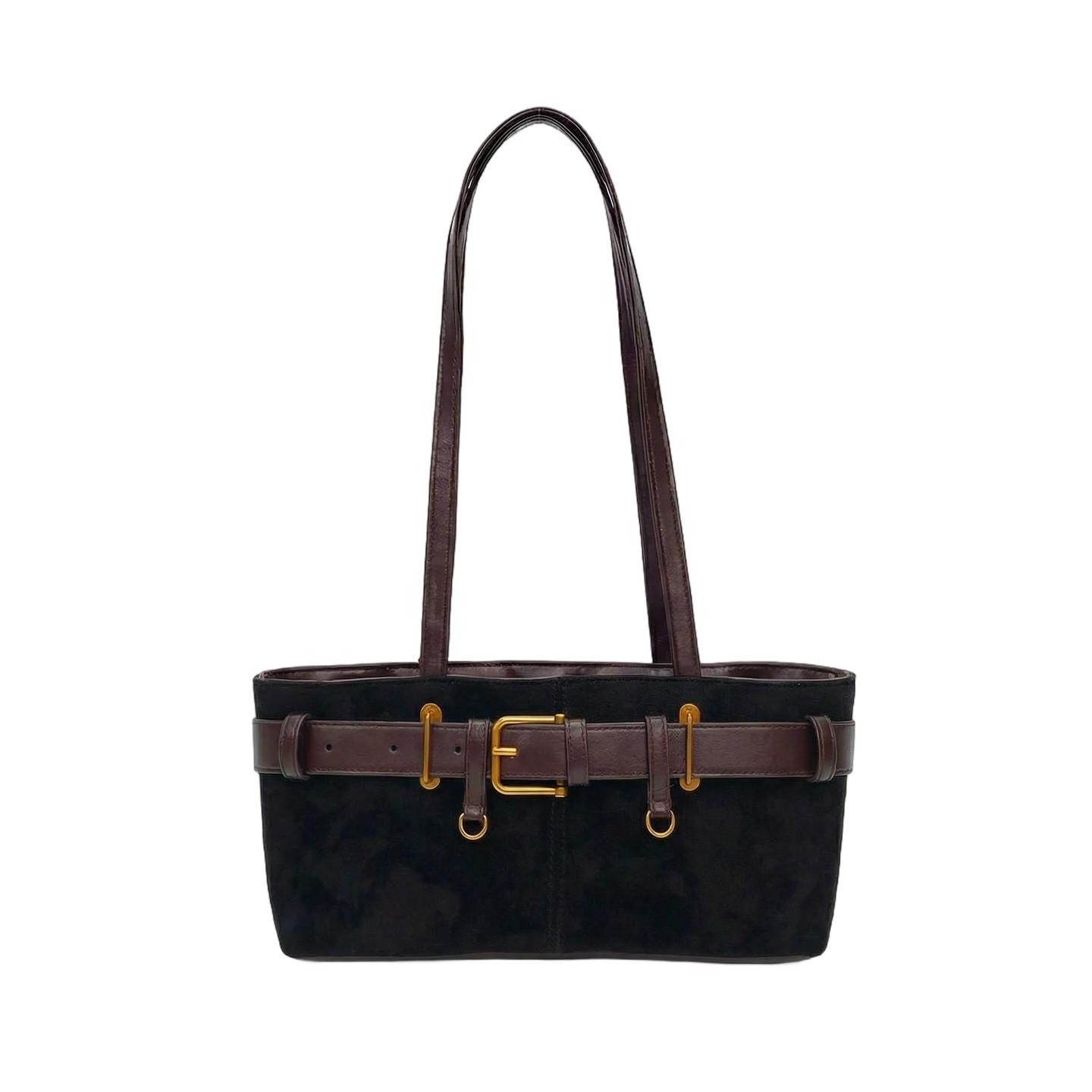 Seasonal retro suede trendy underarm bag, new textured small square bag, large-capacity commuter casual shoulder bag