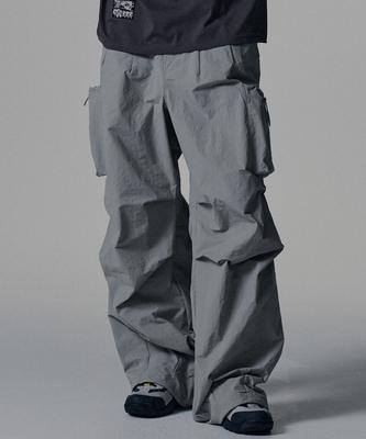 NOT4NERD Nylon Big Pocket Parachute Pants - Light Gray