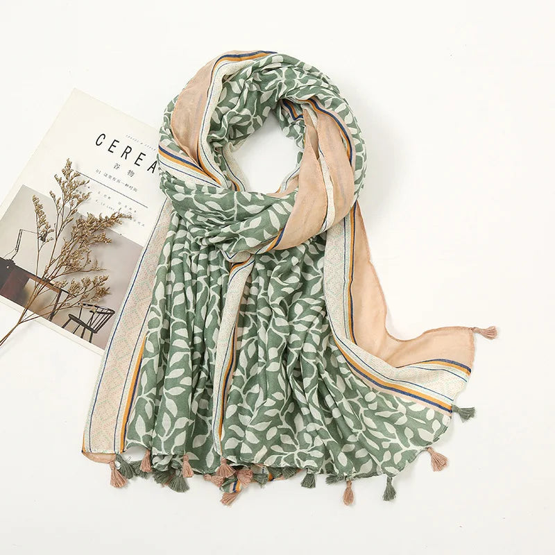Women Scarf Flower Print Hijab Soft Shawls and Wraps Tessale Female Foulard Designer pashmina Bandana Headscarf