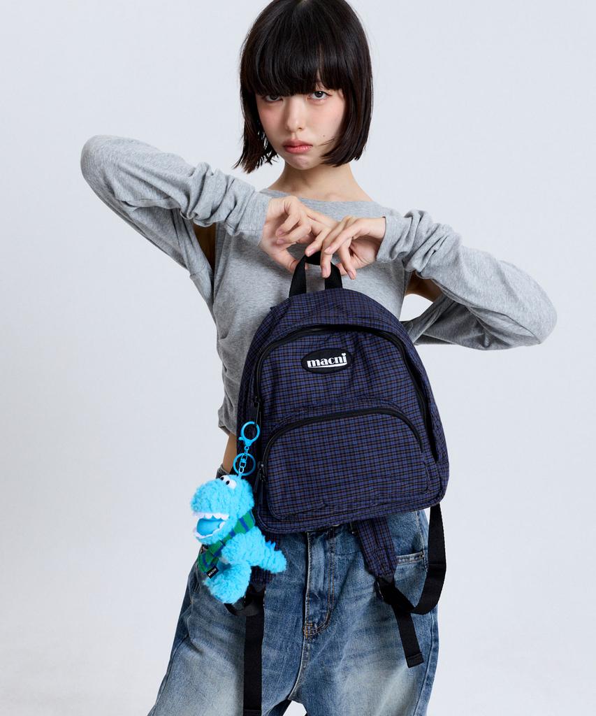 Macni Checker Padded Mini Backpack Navy Check