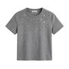 Women's Slim Fit Solid Color Bling Rhinestone Casual Short Top For Summer Daily
