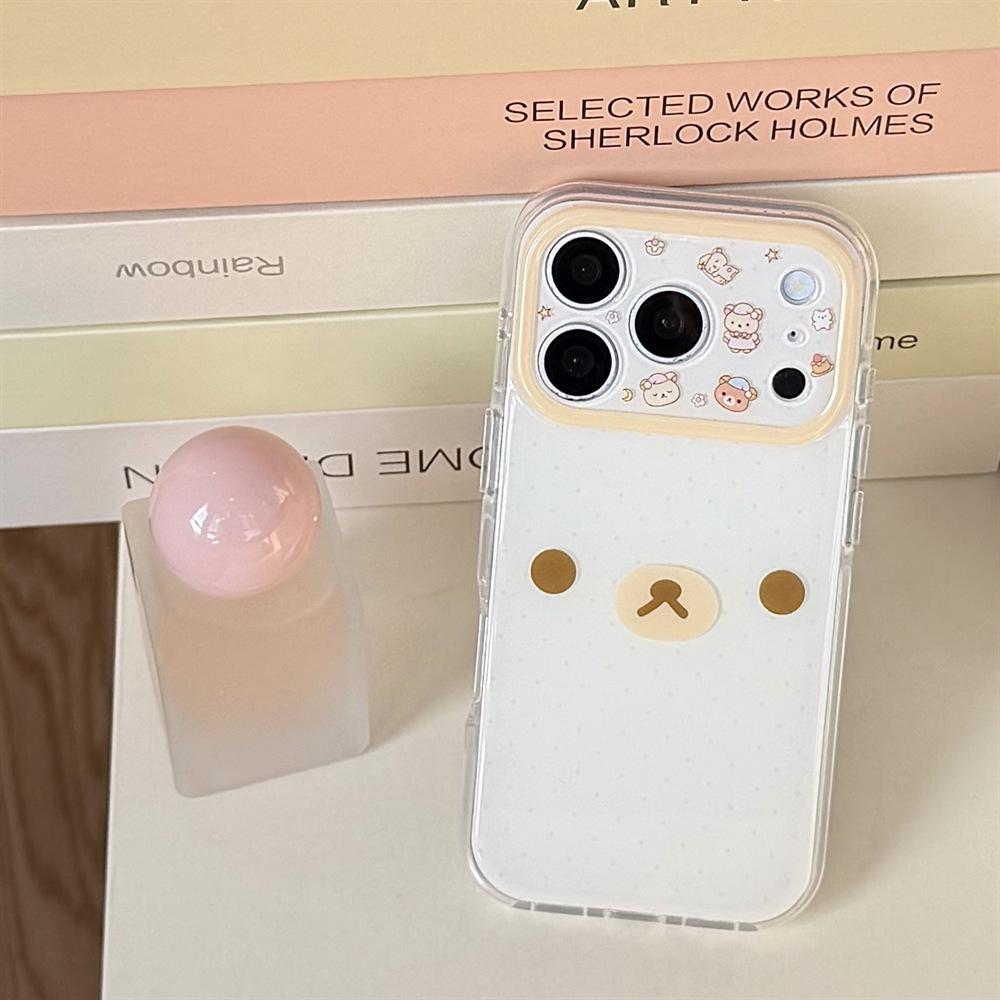 Rilakkuma Cartoon Double Layer Anti-fall Phone Case for iPhone 15/17/16 Pro Max
