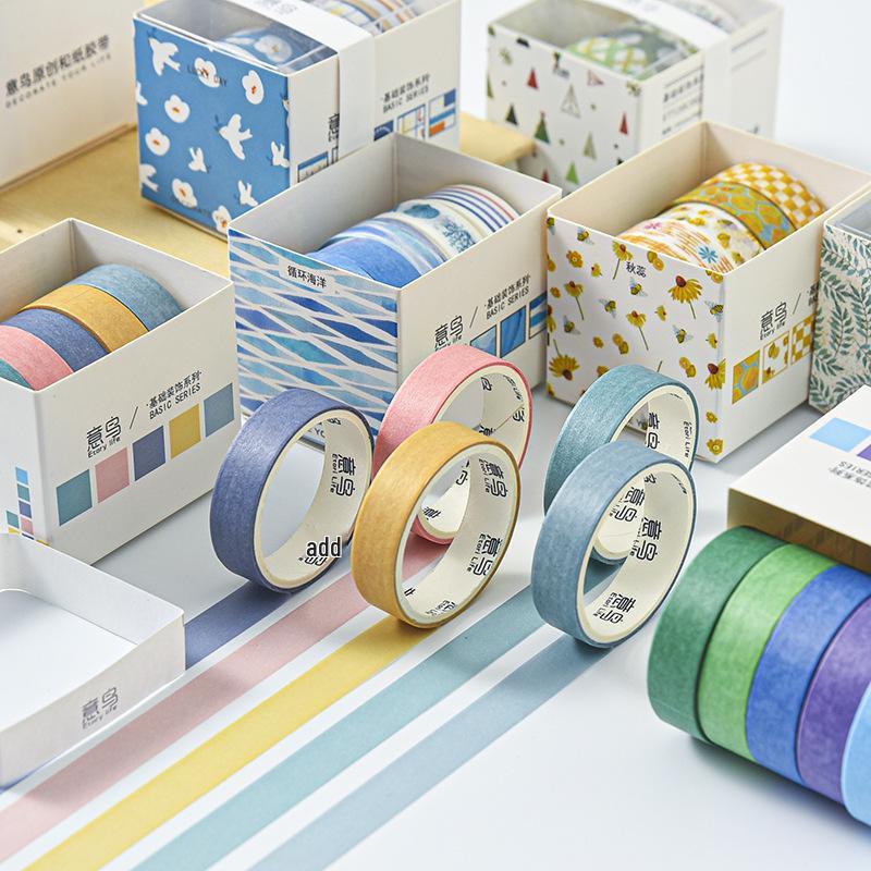 Yi Niao 5-Roll Decorative Washi Tape Set for Planner, Album, DIY Journal, and Children's Stickers