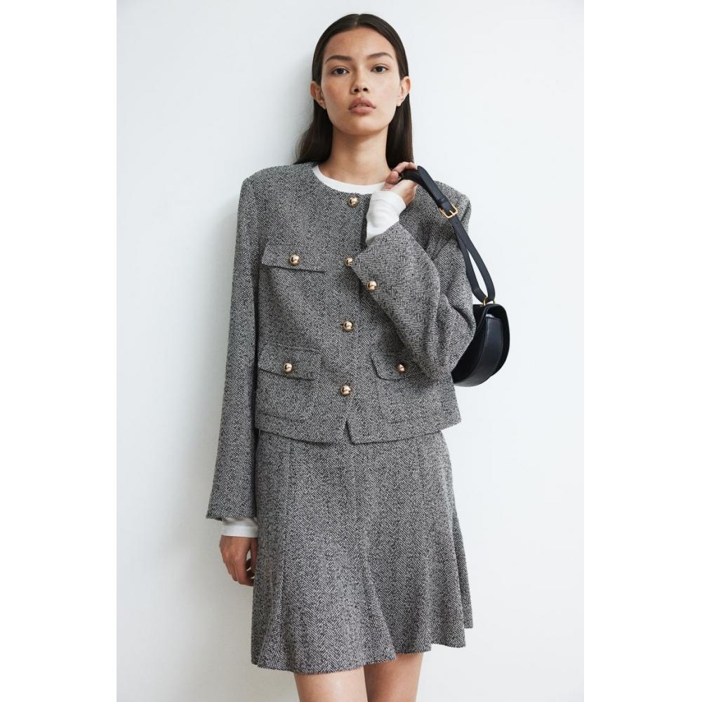 

Куртка HM Textured с серым узором «елочка»