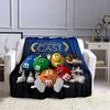 M&M Bean Chocolate Cartoon Printed Plush Blanket, Fashionable, Warm, Hiking, Home, Sofa, Bedding, Children's Bed Blanket Gift