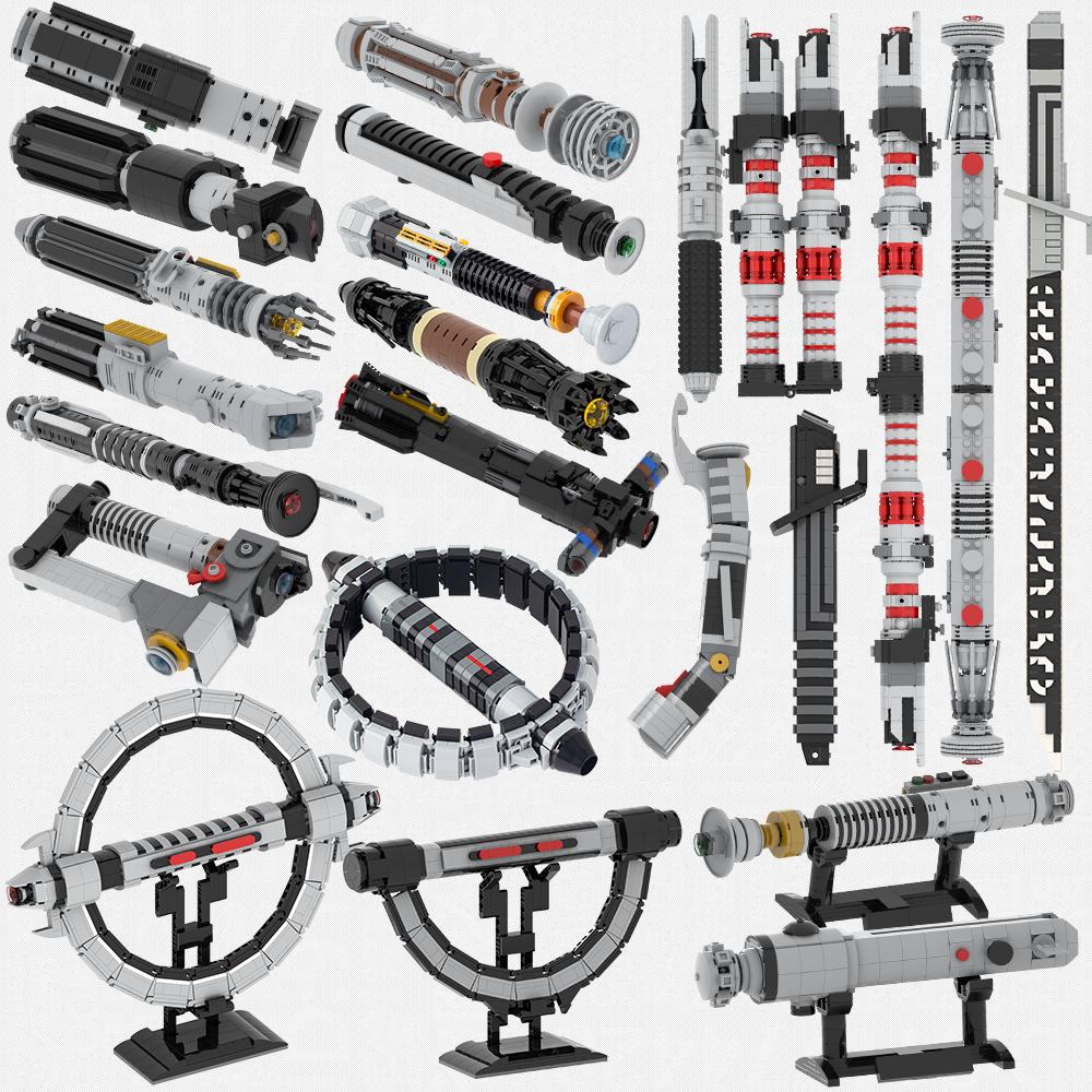 MOOXI Lightsaber MOC Bricks Set Dueling Blaster Laser Movie Space Wars Light Sword Hilt DIY Building Block Weapon Kids Toys Gift