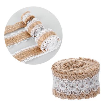 1m/roll Party DIY Satin Bow Wedding Hessian Ribbon Sisal Trim Jute Burlap Lace Edge
