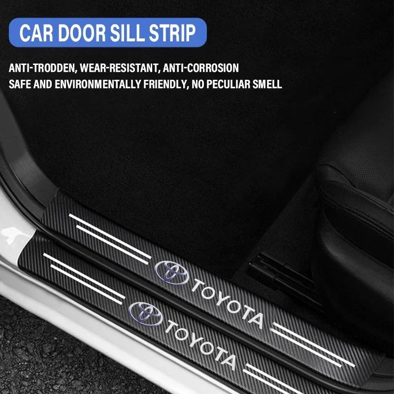 Carbon Fiber Car Door Sill Protector Threshold Stickers For Toyota Corolla Yaris Rav4 Camry Avensis Auris C-hr Prius Vios AYGO