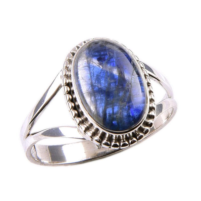 Natural Kyanite Gemstone Handmade 925 Solid Sterling Silver Gift Ring S.10 V0O76