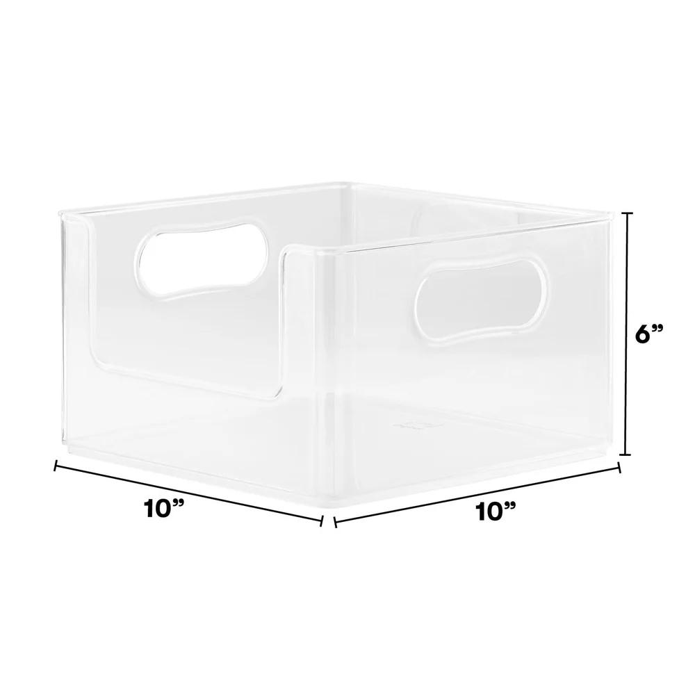 Open Front Bin Clear Plastic Modular Storage System Organizer 10in X10in X 6in