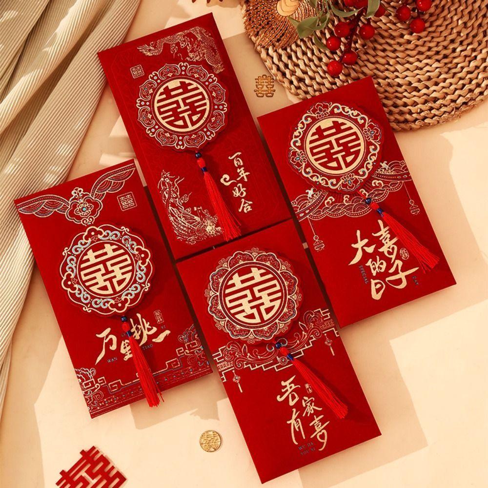 2Pcs/set Chinese Style Wedding Changing Fee Bag Hongbao Money Red Pocket Red Envelope Wedding Party