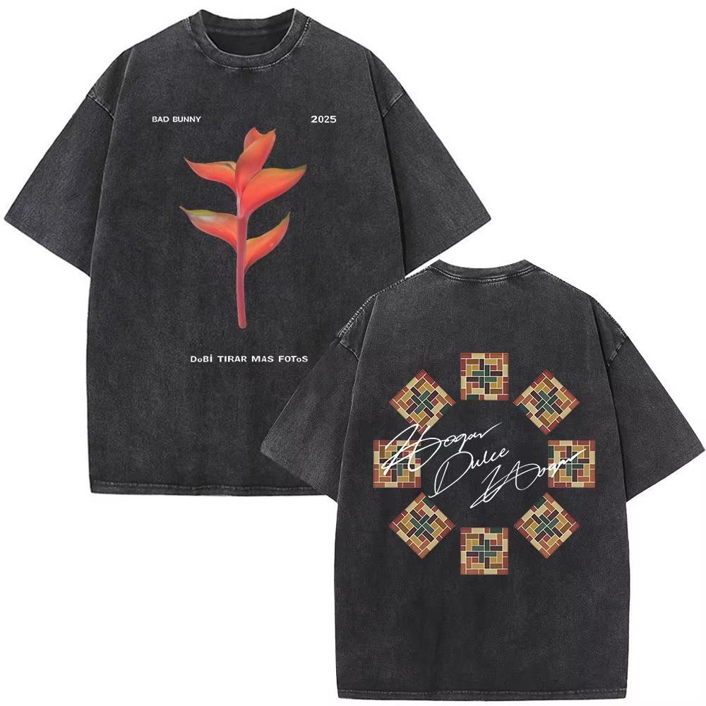 Washed Vintage Bad Bunny DTMF Residencia En El Choli Merch TShirts Debi Tirar Mas Fotos Tshirt Mens Hip Hop Oversized Tshirts