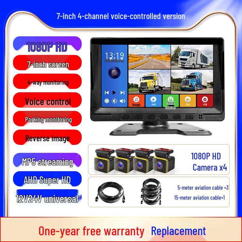 Truck Reversing HD Night Vision Monitor with Dual/Quad Camera Recording System