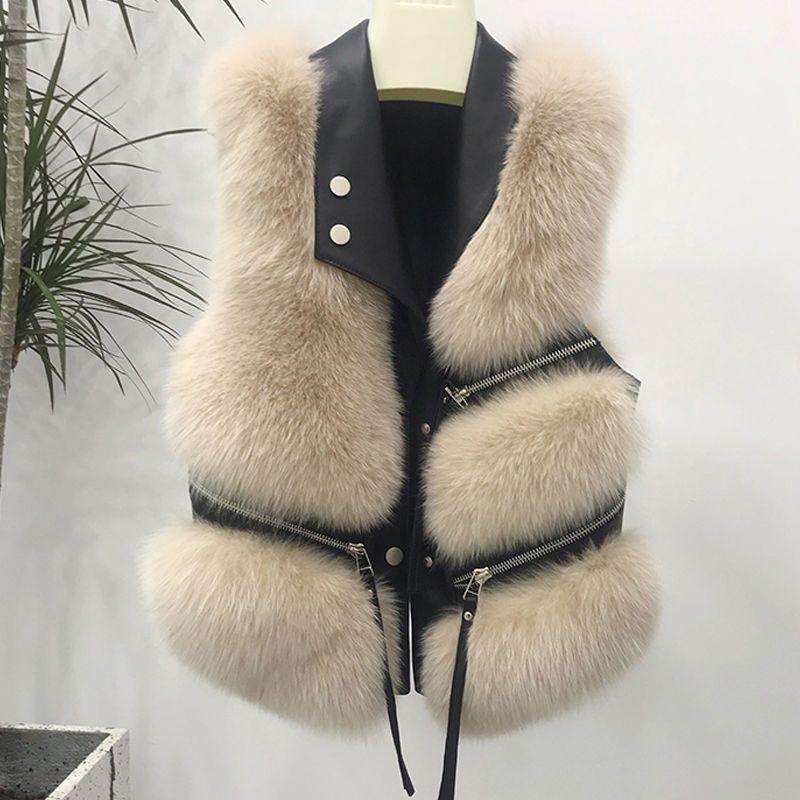 Faux Fur Winter Short Vest Jacket for Women Warm Coat