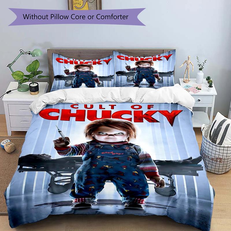 

3pcs Chucky s Cult Printed Bedding Set, Soft and Comfortable Quilt Cover for Bedroom, Guest Room (1 Duvet Cover + 2 Pillowcases, Pillow Core 135cm*200cm