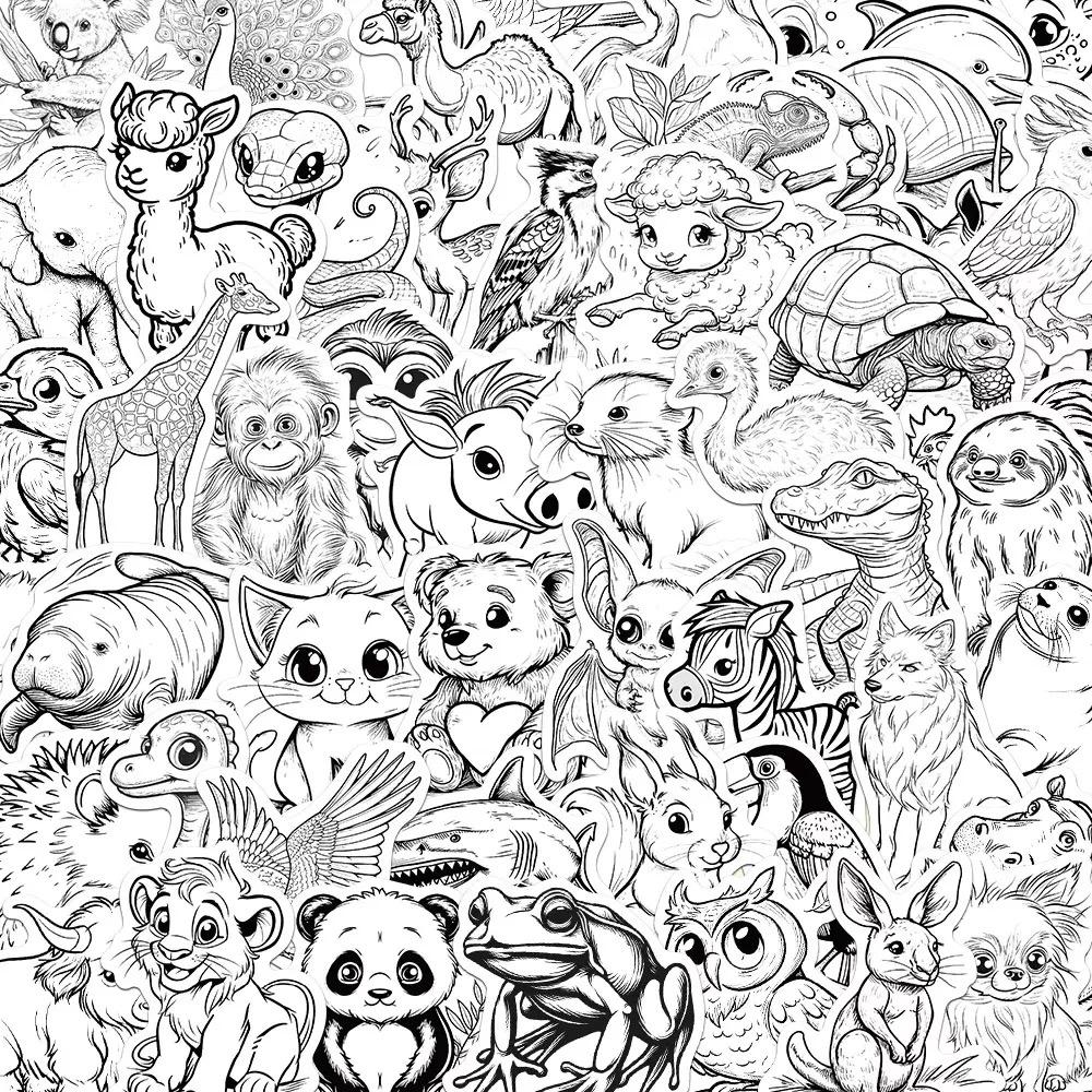 10/50/100pcs Mixed Adorable Humorous Zoo Wild Animals Stickers Aesthetic Designed For Children Toy DIY Skateboard Laptop Phone Car Decals Sticker