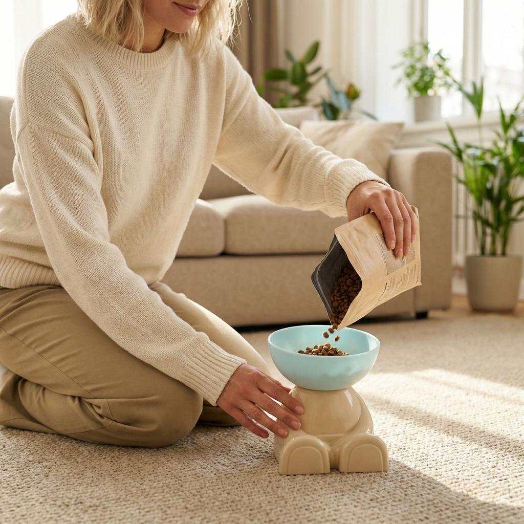 Erhöhte Futterschale für Haustiere mit Nackenstütze, große Kapazität, Katzennapf für Katzen