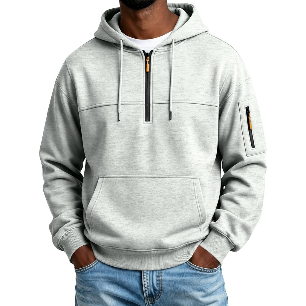Men's Color Hooded Sweatshirt with Pockets for Casual Comfortable Athletic Wear