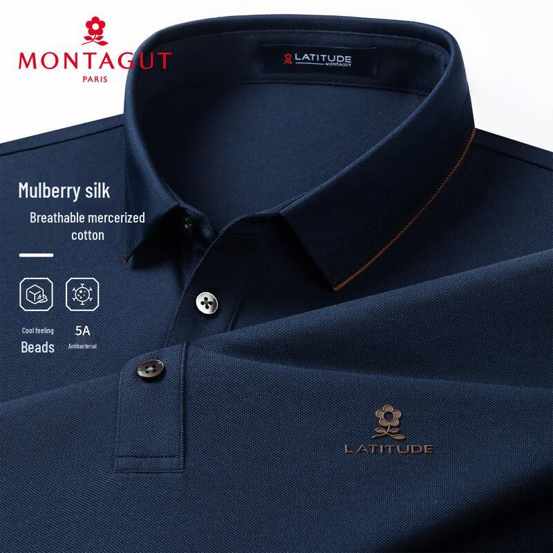 MONTAGUT Men s Silk Cotton Blend Polo Shirt 50