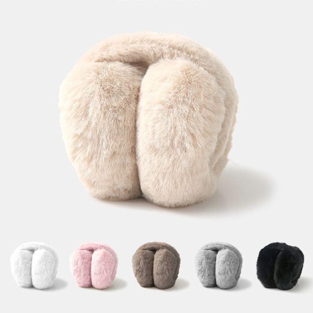 Portable Plush Earmuffs Winter Warm Ear Warmer Outdoor Faux Fur Ear-Muffs  For Women Man