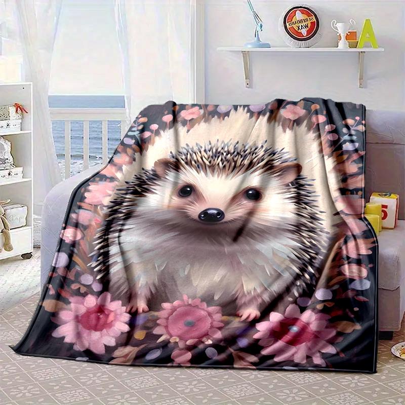 Autumnal Hedgehog Family Blanket Flannel Blanket Throw Blanket Sofa Cover Blanket Soft Premium Blanket Picnic Blanket Tv Blanket Gifts