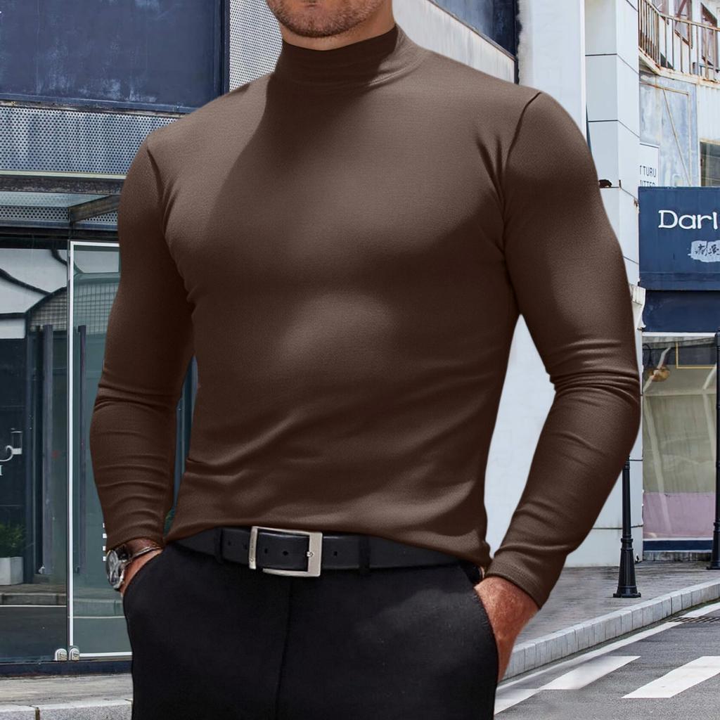 Men's Casual Slim Fit Basic Tops  Lightweight Turtleneck Pullover Shirt