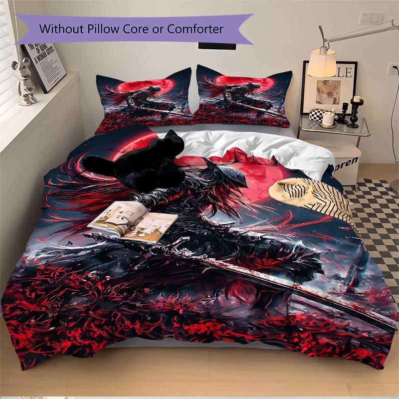 3 Stück Blutmond-Krieger Fantasy-Kunstdruck Heimdekoration Bettwäsche-Set - Universelles Dreiteiliges Set für Schlafzimmer, Gästezimmer, Wohnzimmer, Hotel - Perf