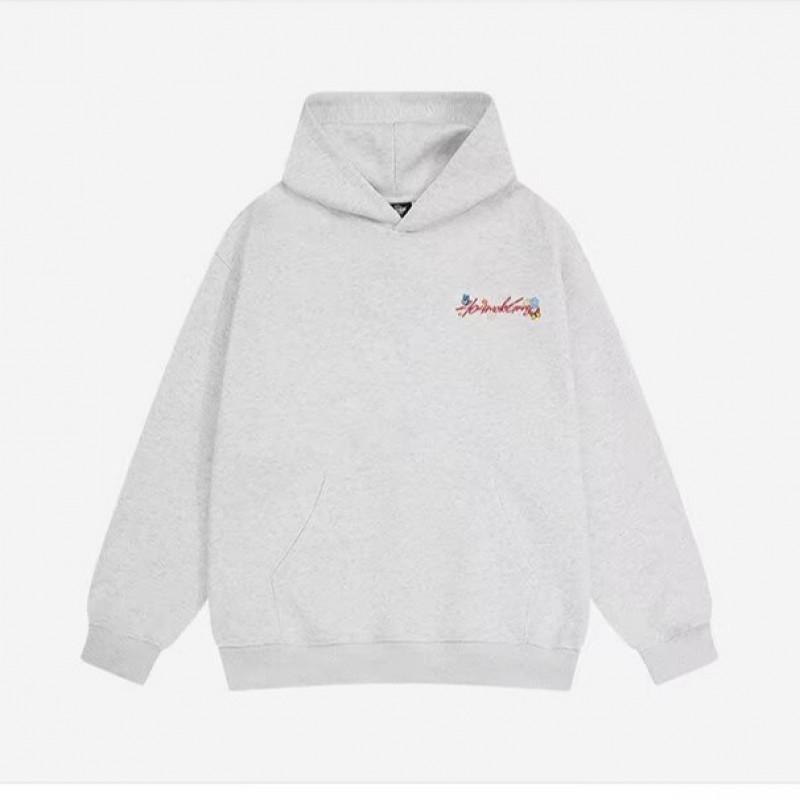 Unisex Oversized Hoodie With Floral Embroidery Retro Streetwear Cotton Blend Sweatshirt